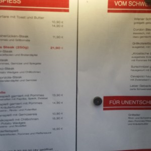 Speisekarte(Auszug) - Gasthaus Bauer - Wien