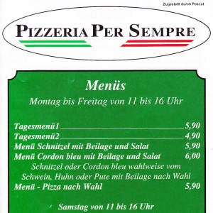 Per Sempre Flyer Seite 1 - Pizzeria Per Sempre - Wien