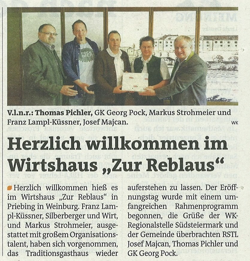 Bericht über Eröffnung - Wirtshaus "Zur Reblaus" - Weinburg