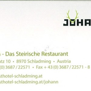 Visitenkarte - Johann - das steirische Restaurant - Schladming