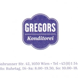 Gregors - Visitenkarte - Gregors Konditorei - Wien