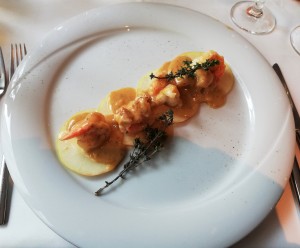 Scampi mit Honig und Apfel, schlicht phantastisch! - Osteria Dal Toscano - Wien
