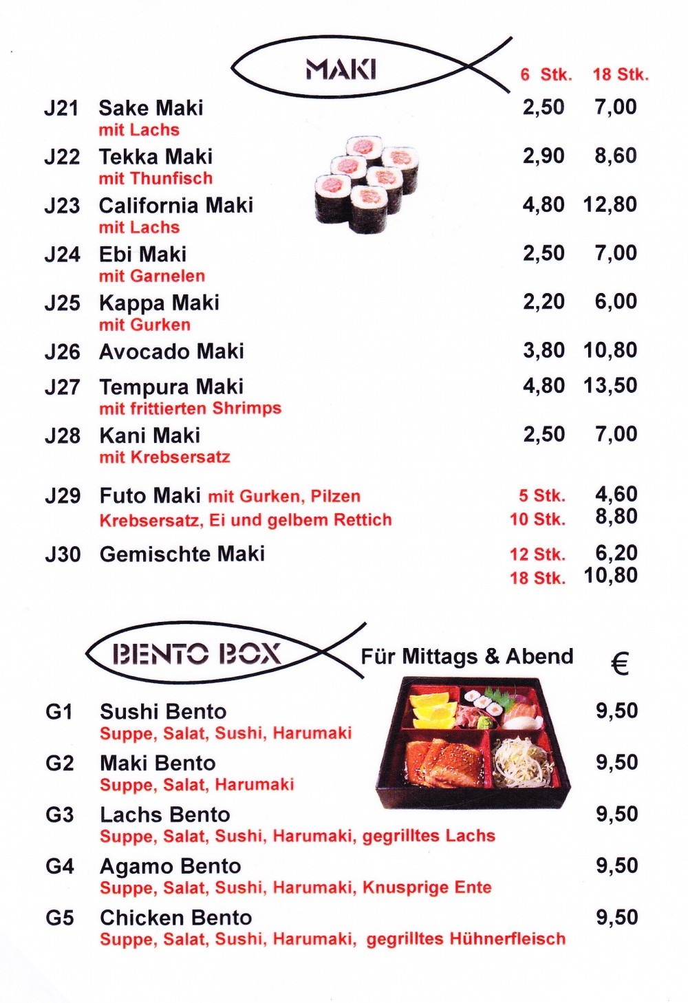 Asia Restaurant Sun Sushi-Maki-Karte Seite 2 - Asia-Restaurant Sun - Wien