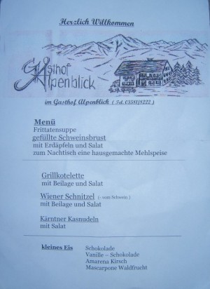 Speisekarte - Alpenblick - Hinterburg