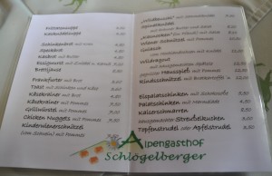 Berggasthof Schlögelberger - Speisekarte - Berggasthof Schlögelberger - Sankt Margarethen / Lungau