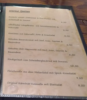 Warme Speisen - Schank zum Reichsapfel - Wien