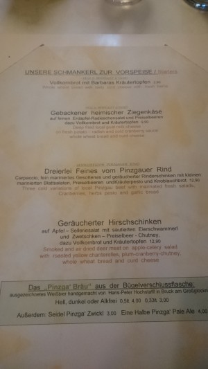 Speisekarte - Meilinger Taverne - MITTERSILL