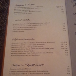 Die Speisekarte. - Café Wortner - Wien