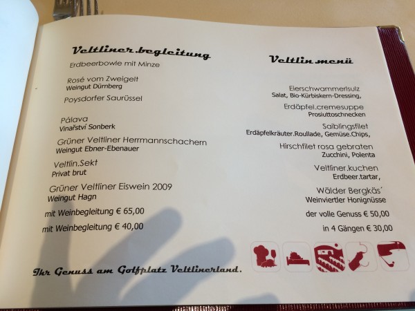 Das Menü - Restaurant GAUDIUM VINI im Hotel Veltlin - Poysdorf