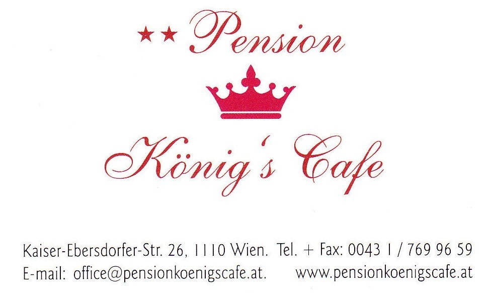 Pension König's Cafe VisitenKarte - Hotel König Café-Restaurant - Wien