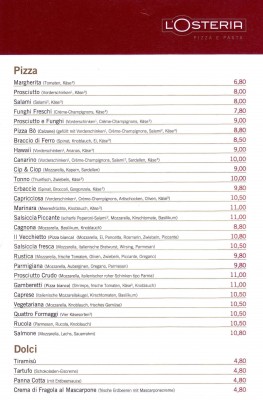 L'Osteria 1100 Hbhf - Speisekarte - L'Osteria - Wien - RestaurantTester.at