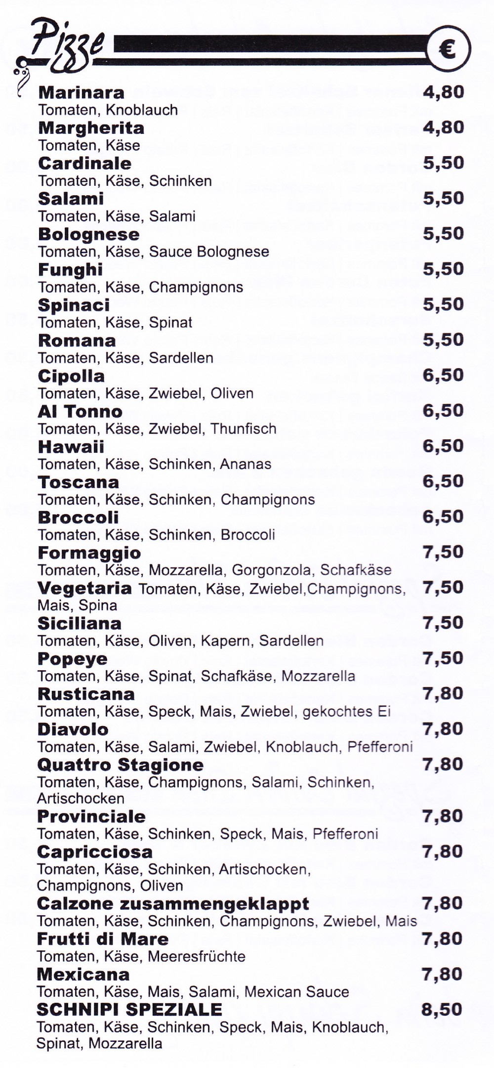 Pizzeria Schnipi Speisekarte Seite 5 - Schnipi - Wien