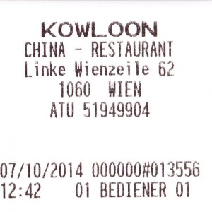 Kowloon - Rechnung - Kowloon - Wien