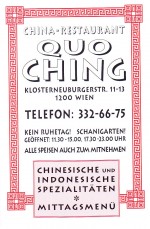 China Restaurant Quo Ching Visitenkarte