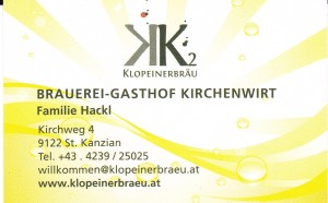 Brauerei-Gasthof Kirchenwirt Visitenkarte - Brauerei-Gasthof Kirchenwirt - St. Kanzian