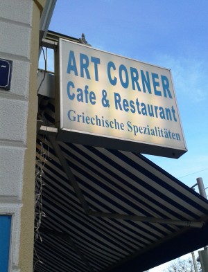 Griechisches Restaurant ART-Corner - Außenwerbung