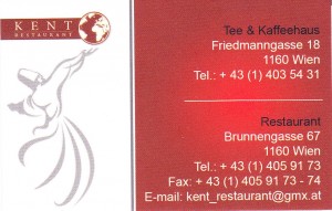 Kent Visitenkarte - Restaurant Kent - Wien