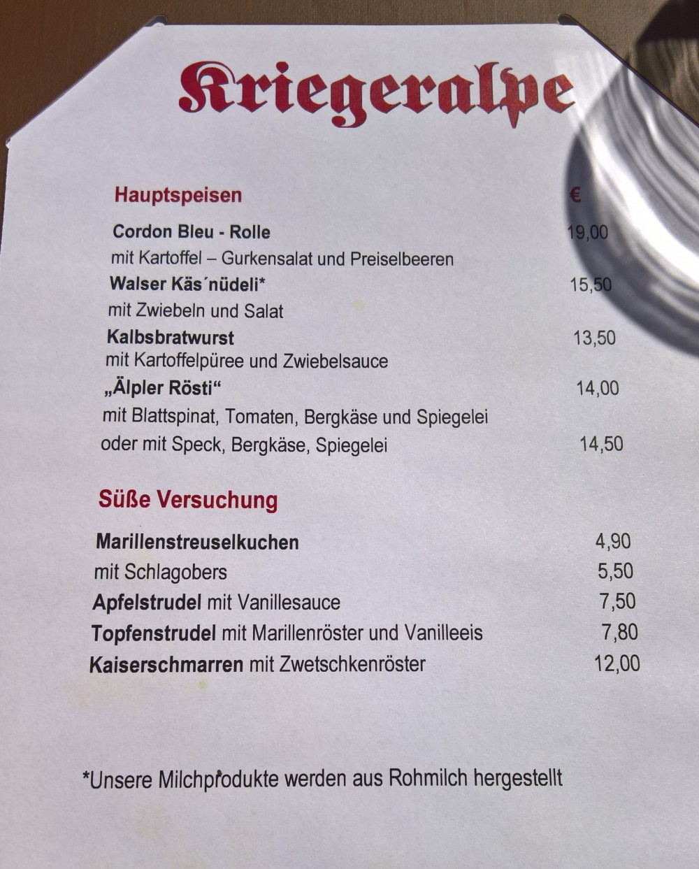 warmes und Nachspeisen - Kriegeralpe - Lech am Arlberg