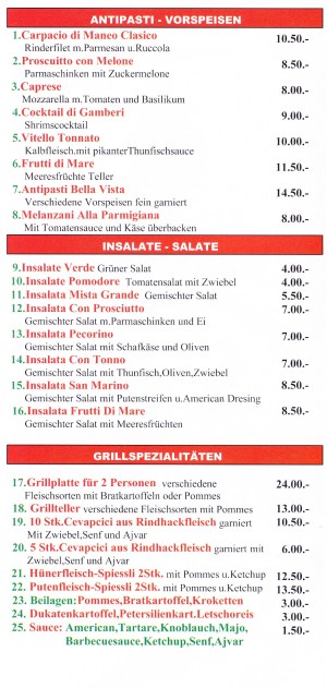 San Marino - Flyer Seite 02 - Pizzeria Ristorante San Marino - Wien