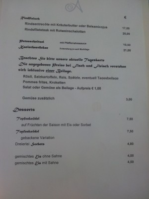 Hauptspeisen, Beilagen und Desserts. - Adler - Hohenems