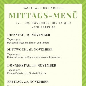 Menüs zur Abholung - Gasthaus Breinreich - Wittau