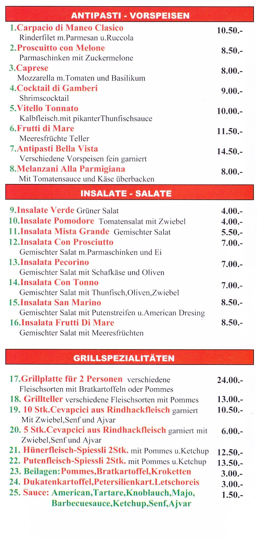 San Marino - Flyer Seite 02 - Pizzeria Ristorante San Marino - Wien