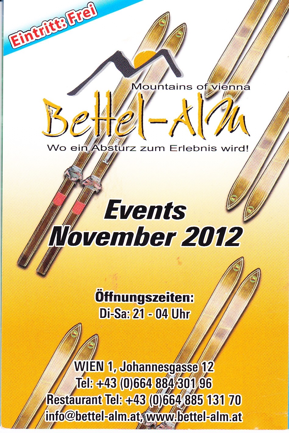 Bettel-Alm - Flyer Seite 1 - Bettel-Alm Restaurant - Wien