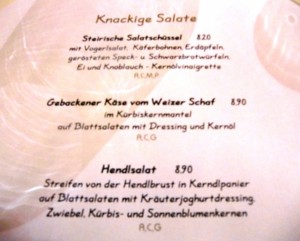 Speisekarte - Knackige Salate - Fischerwirt - Gratwein