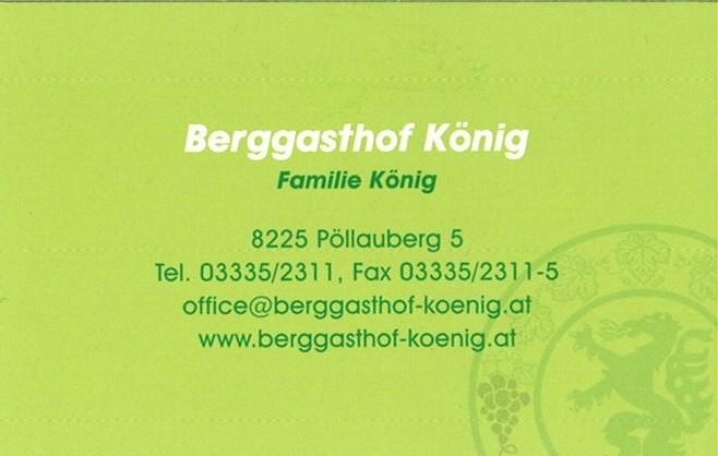 Visitenkarte - Berggasthof König - Pöllauberg