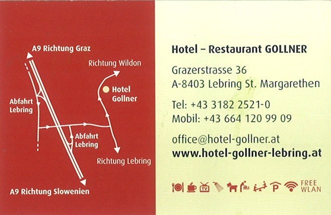Gasthof Gollner - Visitenkarte - Gasthof Gollner - Lebring