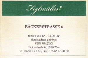Figlmüller Visitenkarte Seite 02 - Figlmüller - Bäckerstraße - Wien