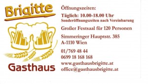 Gasthaus Brigitte - Visitenkarte