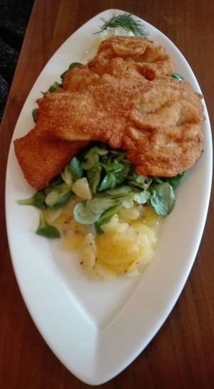 Karpfen gebacken auf Erdäpfel Vogerl Salat - Rathaus - Korneuburg