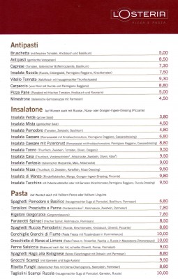 L'Osteria 1100 Hbhf - Speisekarte - L'Osteria - Wien - RestaurantTester.at