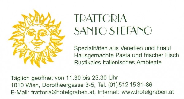 Santo Stefano Visitenkarte - Trattoria Santo Stefano - Wien