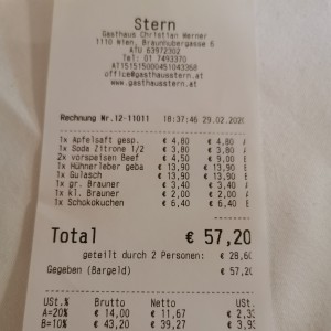 Rechnung 02/2020 - Stern - Wien