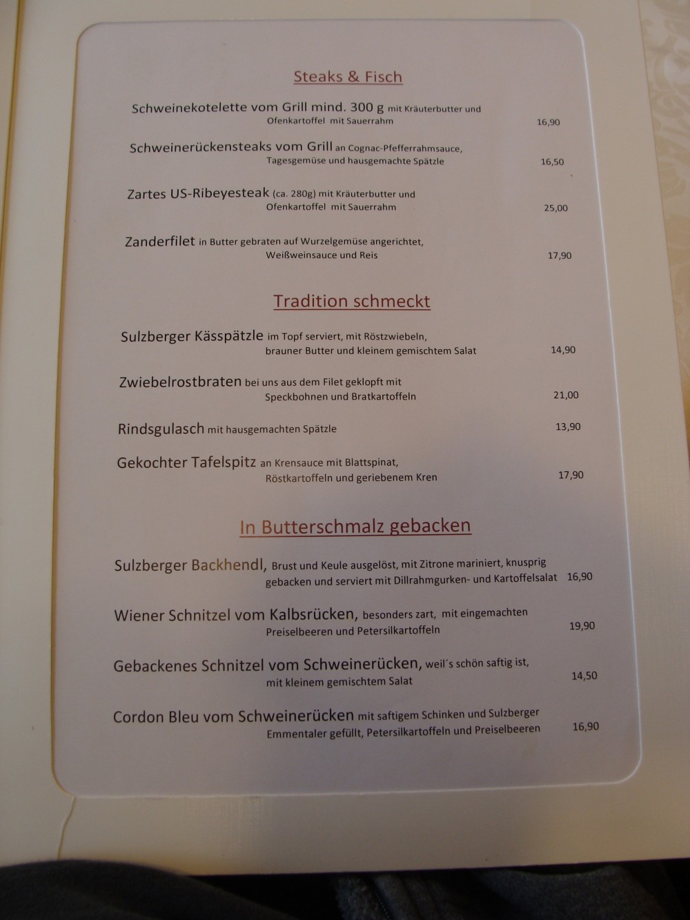 Steak, Fisch, Klassiker und Geschmalzenes. - Gasthof Alpenblick - Sulzberg