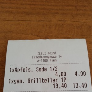 Rechnung - Lokanta Oase - Wien