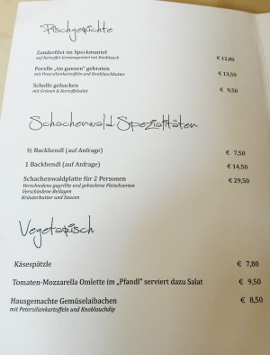 Speisekarte - Hotel Restaurant Schachenwald - Unterpremstätten