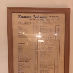 Speisekarte aus 1959 - Prilisauer - Wien