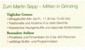 Zum Martin Sepp - Visitenkarte - Martin Sepp - Wien
