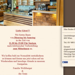 Trotz Corona: Abholung Di. bis Sa. 11:30 bis 19:00, Speisekarte auf der ... - Gastwirtschaft Wolfsberger - Wien