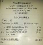 Rechnung - Zum Goldenen Fisch