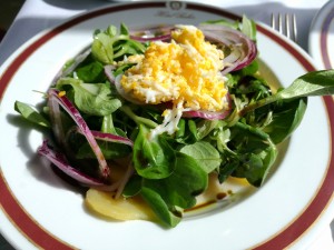 Erdäpfel-Vogerlsalat zum Backhendl