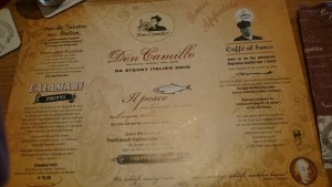 Tischset mit Philosophie des Hauses - Pizzeria Don Camillo - Wien