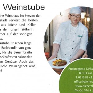 Quelle: VIA Gastroguide 2017 - Herzl Weinstube - Graz