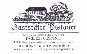 Gaststätte Pistauer Visitenkarte - Gaststätte Pistauer - Wien