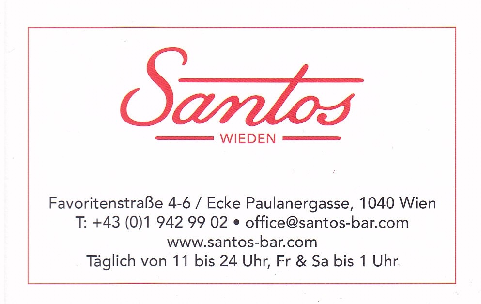 Santos 1040 - Visitenkarte - Santos Mexican Grill & Bar Wieden - Wien