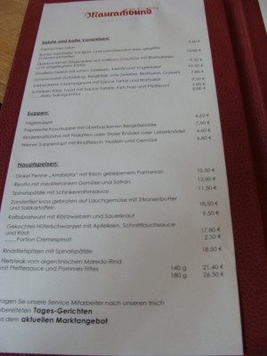 Speisekarte 2/2. - Maurachbund - Bregenz