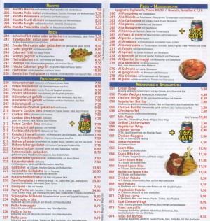 Speisekarte - Pizzeria Rosito - Wien